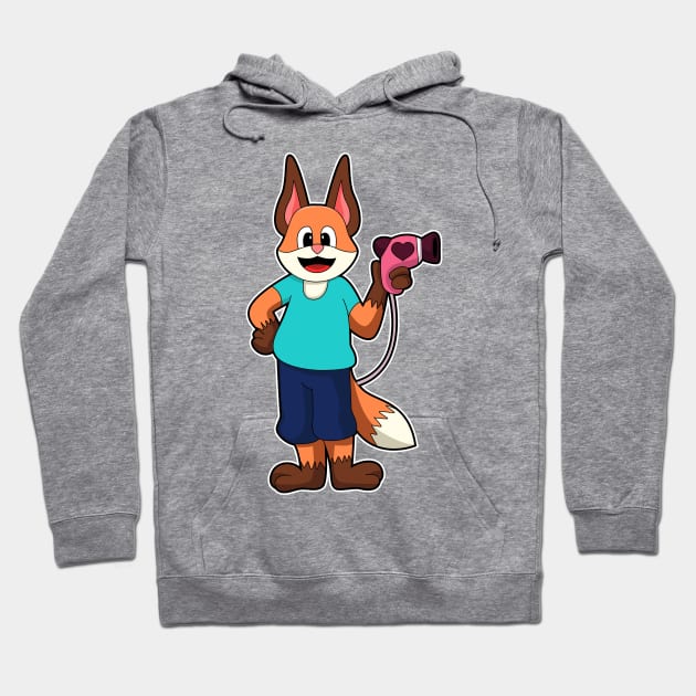 Fox as Hairdresser with Hairdryer Hoodie by Markus Schnabel